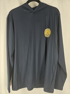 Quiksilver Men's Navy Hooded Long-Sleeve Shirt with Yellow Logo